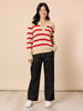 Montrose Stripe Print Knit - Natural Red rc&co