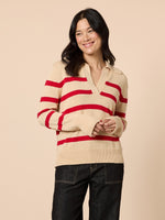 Montrose Stripe Print Knit - Natural Red