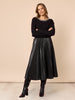 Florence Faux Leather Pleat Skirt - Black rc&co