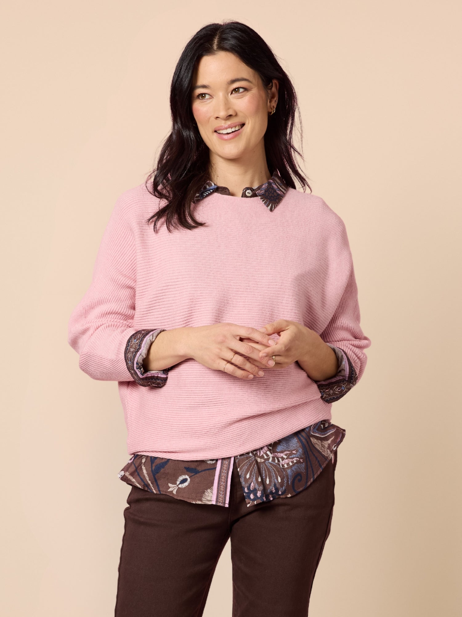 Billie Ribbed Batwing Knit - Blush rc&co