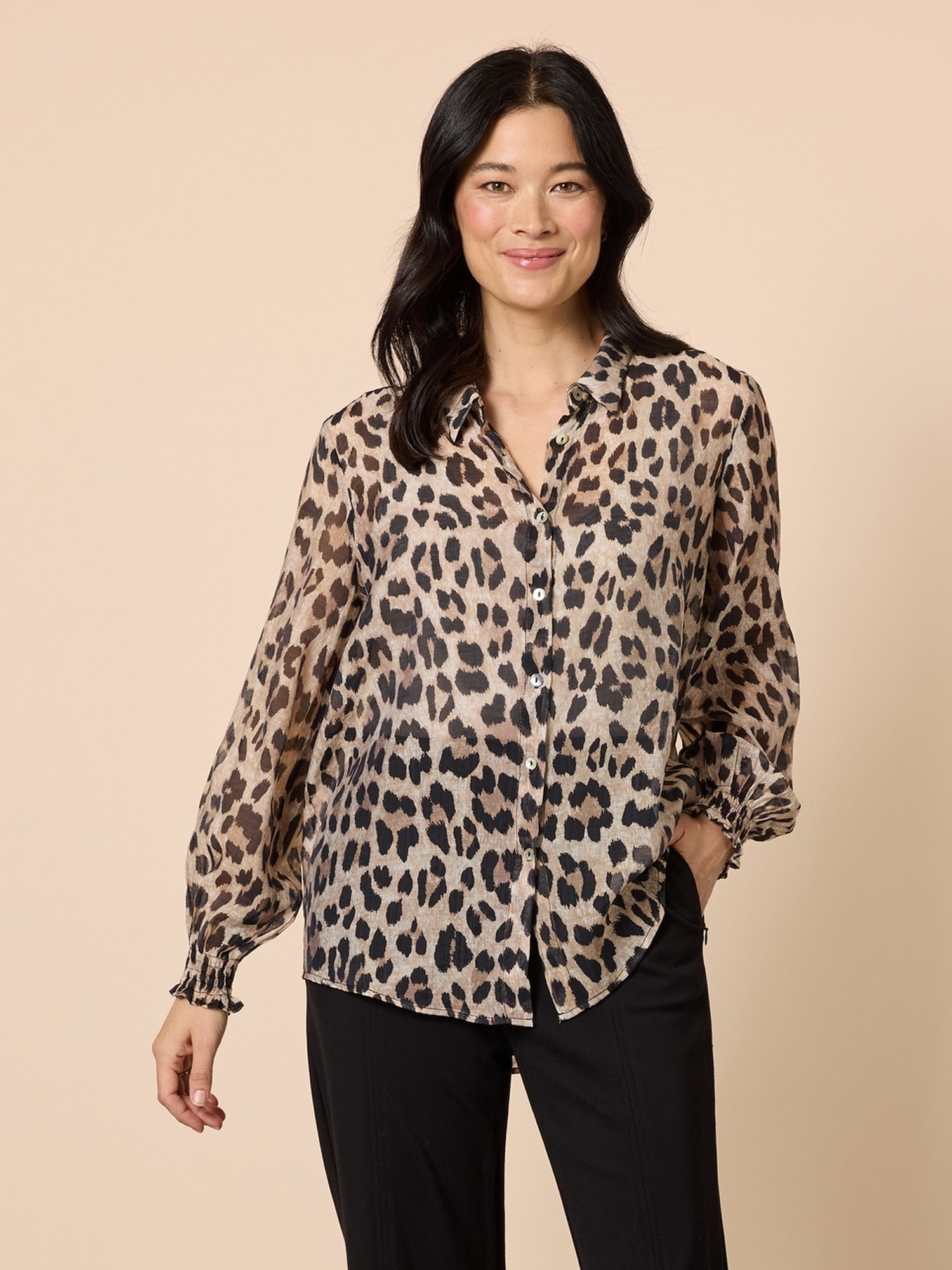 Cheetah Print Sheer Shirt - Animal rc&co