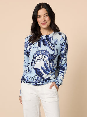 Newport Paisley Print Knit - Blue/Multi rc&co