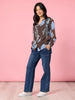 Vermont Floral Print Sheer Top - Coffee Blue rc&co