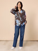 Vermont Floral Print Sheer Top - Coffee Blue rc&co