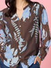 Vermont Floral Print Sheer Top - Coffee Blue rc&co