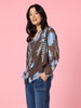 Vermont Floral Print Sheer Top - Coffee Blue rc&co