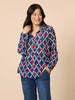 Capitol Print Sheer Shirt - Navy Multi RC&CO