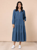 Macy Tiered Dress - Denim