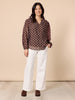 Aurora Spot Print Sheer Top - Coffee White rc&co