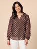 Aurora Spot Print Sheer Top - Coffee White rc&co