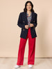 Cherry Stripe Print Sheer Shirt - Navy/White