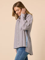 Urban Stripe Print Shirt - Coffee White