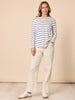 Carpenter Stretch Wide Leg Pull On Denim Jean - Chalk