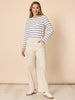 Carpenter Stretch Wide Leg Pull On Denim Jean - Chalk