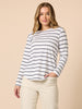 Nicolette Stripe Print Long Sleeve Tee - White/Black rc&co