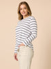 Nicolette Stripe Print Long Sleeve Tee - White/Black rc&co