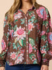Bouquet Floral Print Shirt - Chocolate Multi rc&co