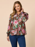 Bouquet Floral Print Shirt - Chocolate Multi
