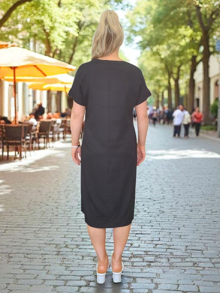 Circle on Circle Print Dress - Black