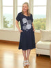 Circle on Circle Print Dress - Navy rc&co