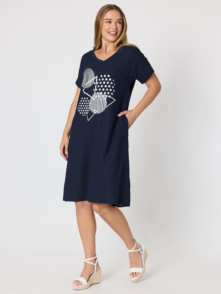 Circle on Circle Dress - Navy RC&CO