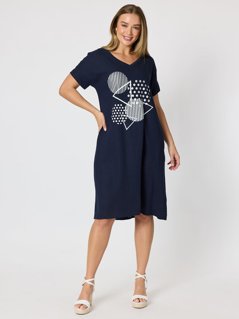 Circle on Circle Dress - Navy RC&CO