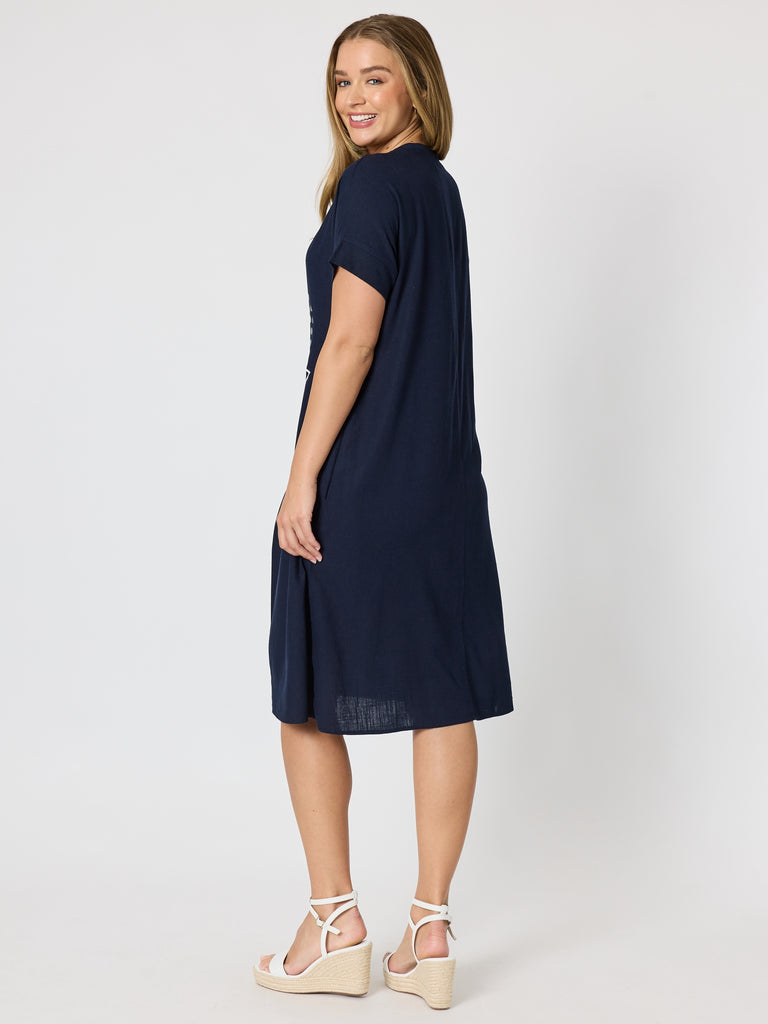 Circle on Circle Dress - Navy RC&CO