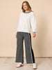 Empire Spliced Print Wide Leg Pant - Black/Ivory rc&co