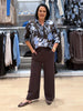 Vermont Floral Print Sheer Shirt - Coffee Blue