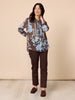 Vermont Floral Print Sheer Shirt - Coffee Blue rc&co