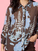 Vermont Floral Print Sheer Shirt - Coffee Blue rc&co