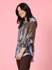 Vermont Floral Print Sheer Shirt - Coffee Blue rc&co