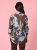 Vermont Floral Print Sheer Shirt - Coffee Blue rc&co