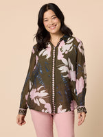 Colorado Floral Print Sheer Shirt - Khaki Multi