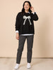 Pretty Bow Print Sweatshirt - Black rc&co