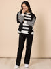 Brighton Stripe Print Top - Black/Ivory rc&co