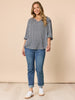 Gingham Check Print Top - Navy/Ivory rc&co