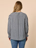 Gingham Check Print Top - Navy/Ivory rc&co