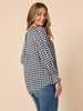Gingham Check Print Top - Navy/Ivory rc&co