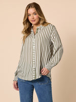 Amour Stripe Print Shirt - Khaki/White