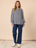 Amour Stripe Print Shirt - Navy/White