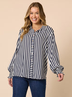 Amour Stripe Print Shirt - Navy/White