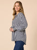Amour Stripe Print Shirt - Navy/White