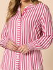 Amour Stripe Print Shirt - Pink White