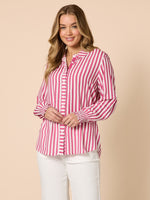 Amour Stripe Print Shirt - Pink White