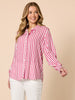 Amour Stripe Print Shirt - Pink White
