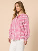 Amour Stripe Print Shirt - Pink White