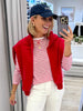 Harbour Stripe Print Long Sleeve Tee  - Red/White