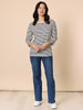 Harbour Stripe Print Long Sleeve Tee  - Navy/White