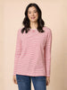 Harbour Stripe Print Long Sleeve Tee  - Red/White
